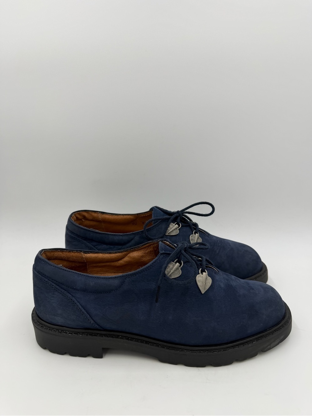 Santana Canada Blue Nubuck Leather Lug Sole Lace Up Oxford Shoes Women Size 9 M
